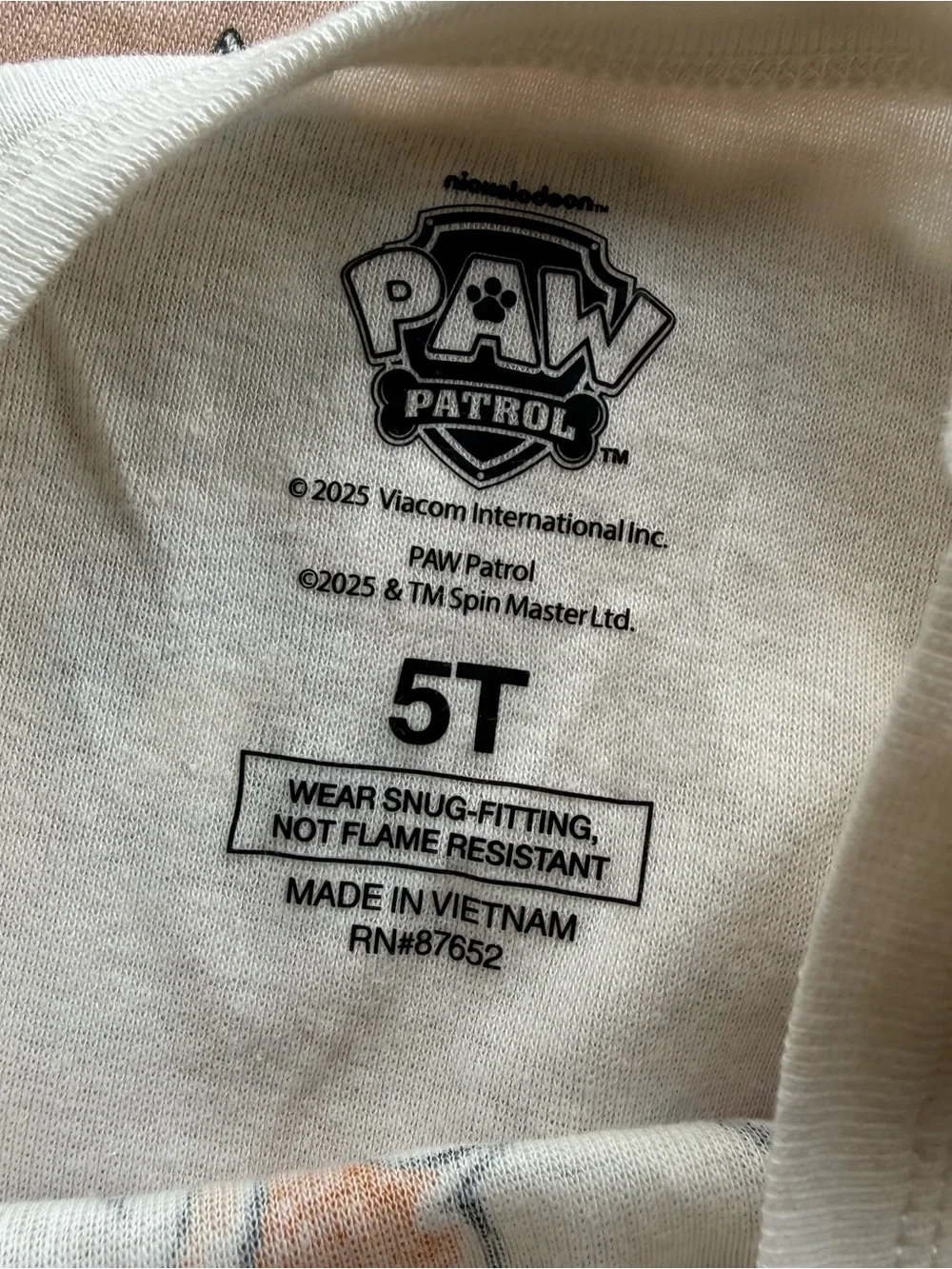 Paw Patrol Two-Piece Pajama Set White brown Character Print 5T short sleeves nwt